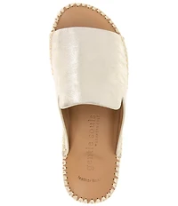 Gentle Souls Leilani Metallic Leather Espadrille Platform Slide Sandals