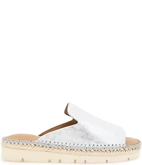 Gentle Souls Leilani Metallic Leather Espadrille Platform Slide Sandals