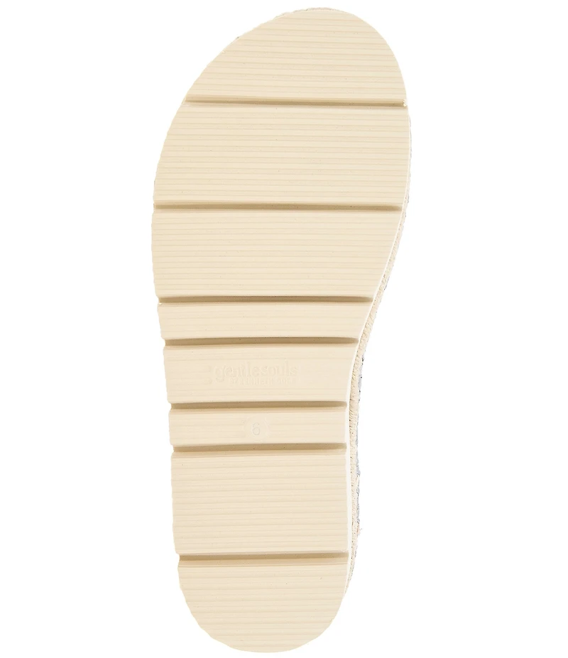 Gentle Souls Leilani Metallic Leather Espadrille Platform Slide Sandals