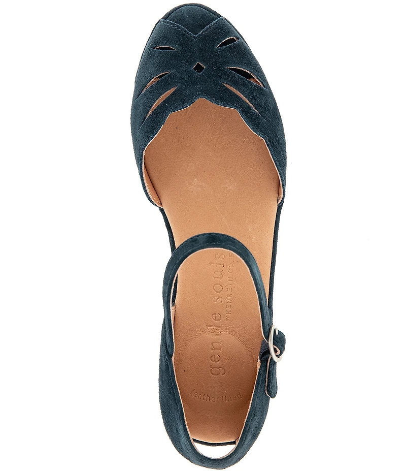 Gentle Souls Lilymoon Suede Ankle Strap Wedge Sandals