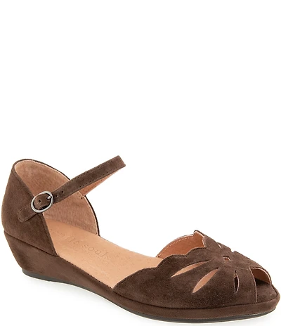 Gentle Souls Lilymoon Suede Ankle Strap Wedge Sandals
