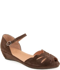 Gentle Souls Lilymoon Suede Ankle Strap Wedge Sandals
