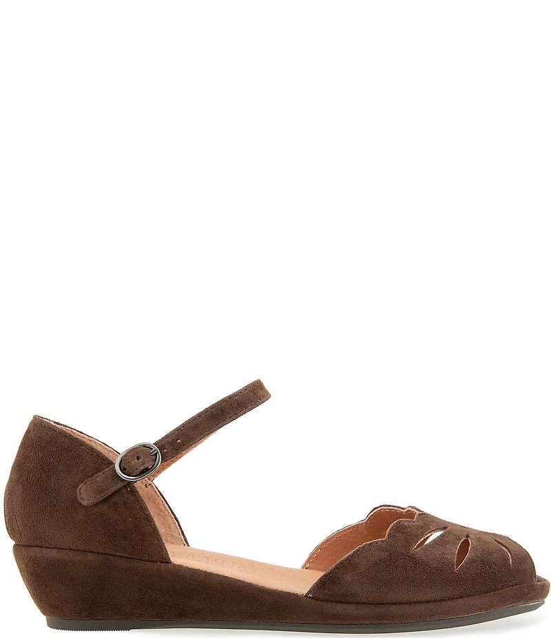 Gentle Souls Lilymoon Suede Ankle Strap Wedge Sandals