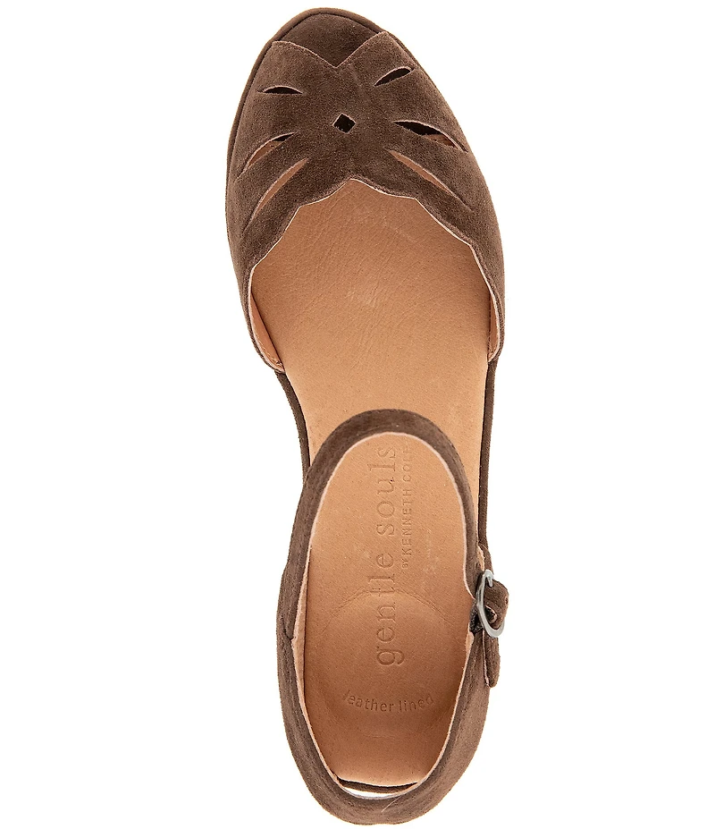 Gentle Souls Lilymoon Suede Ankle Strap Wedge Sandals