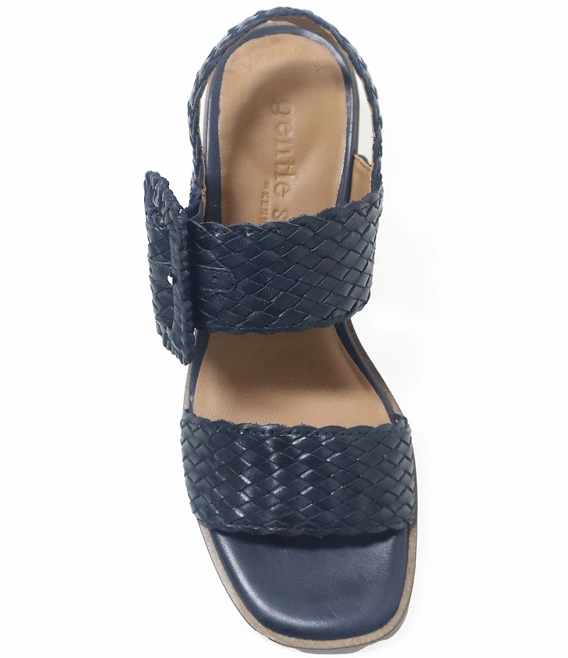 Gentle Souls Madylyn Woven Leather Block Heel Sandals