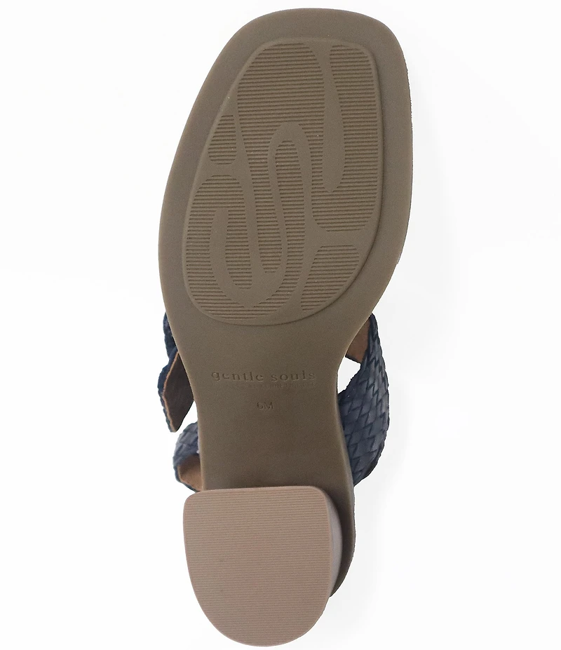 Gentle Souls Madylyn Woven Leather Block Heel Sandals