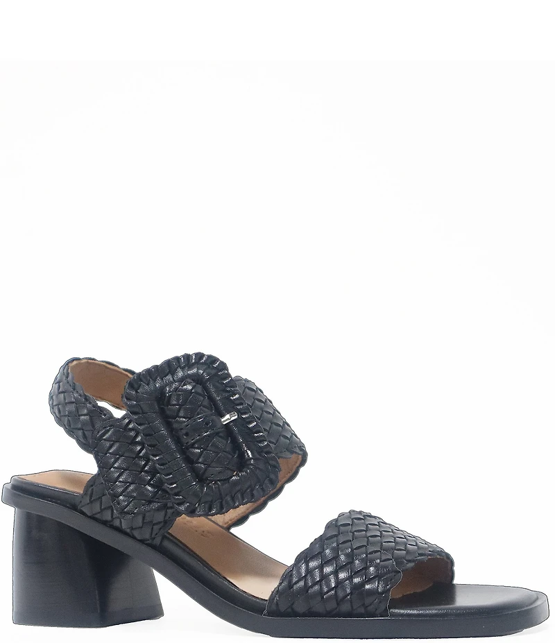 Gentle Souls Madylyn Woven Leather Block Heel Sandals