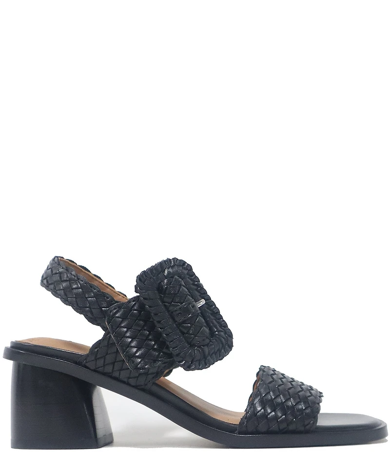 Gentle Souls Madylyn Woven Leather Block Heel Sandals