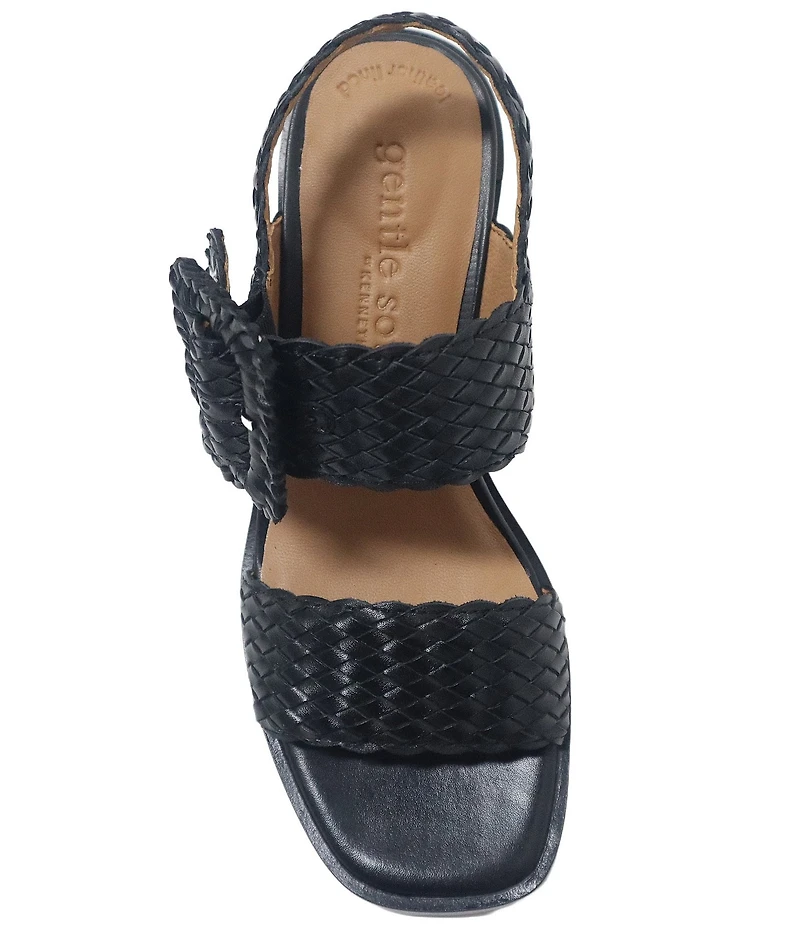 Gentle Souls Madylyn Woven Leather Block Heel Sandals
