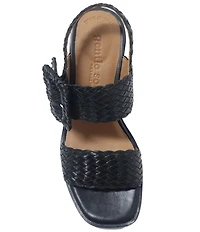 Gentle Souls Madylyn Woven Leather Block Heel Sandals