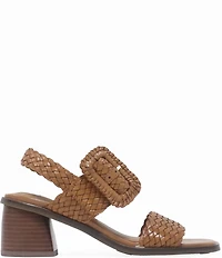 Gentle Souls Madylyn Woven Leather Block Heel Sandals