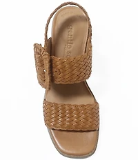 Gentle Souls Madylyn Woven Leather Block Heel Sandals