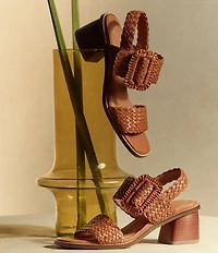 Gentle Souls Madylyn Woven Leather Block Heel Sandals