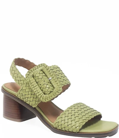 Gentle Souls Madylyn Woven Leather Block Heel Sandals