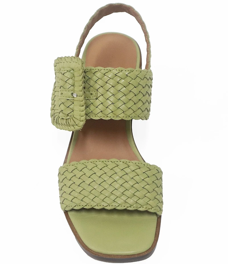 Gentle Souls Madylyn Woven Leather Block Heel Sandals