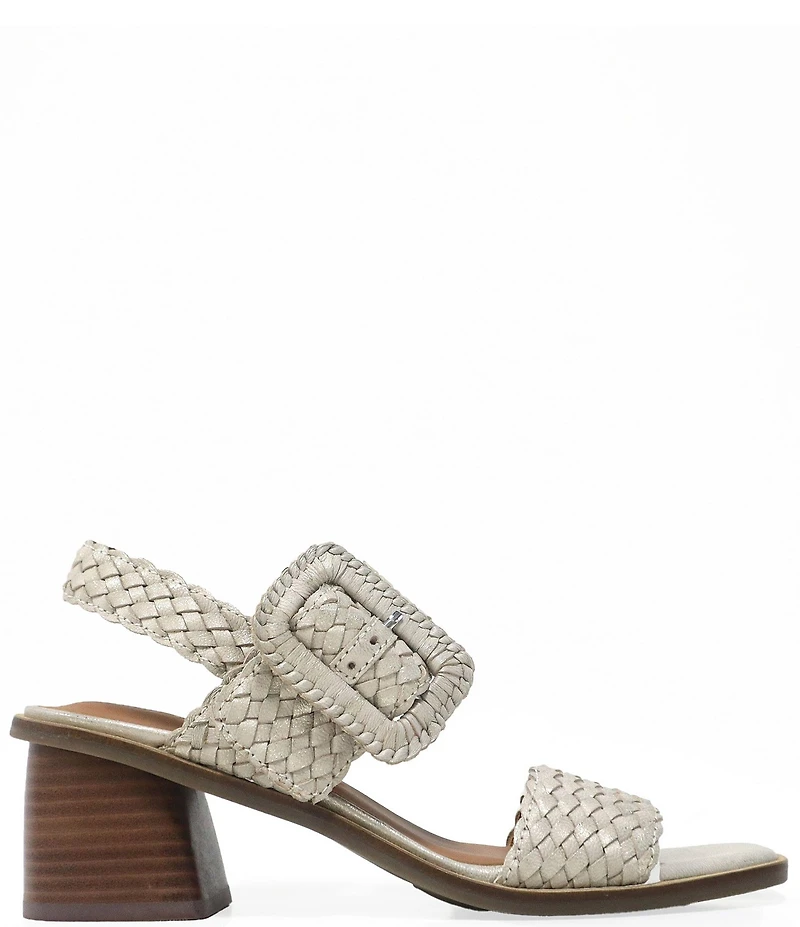 Gentle Souls Madylyn Woven Leather Block Heel Sandals