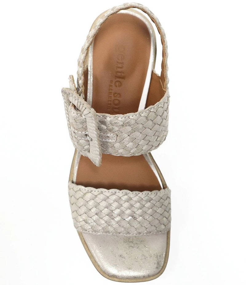 Gentle Souls Madylyn Woven Leather Block Heel Sandals