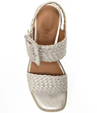 Gentle Souls Madylyn Woven Leather Block Heel Sandals