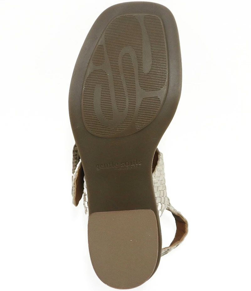 Gentle Souls Madylyn Woven Leather Block Heel Sandals