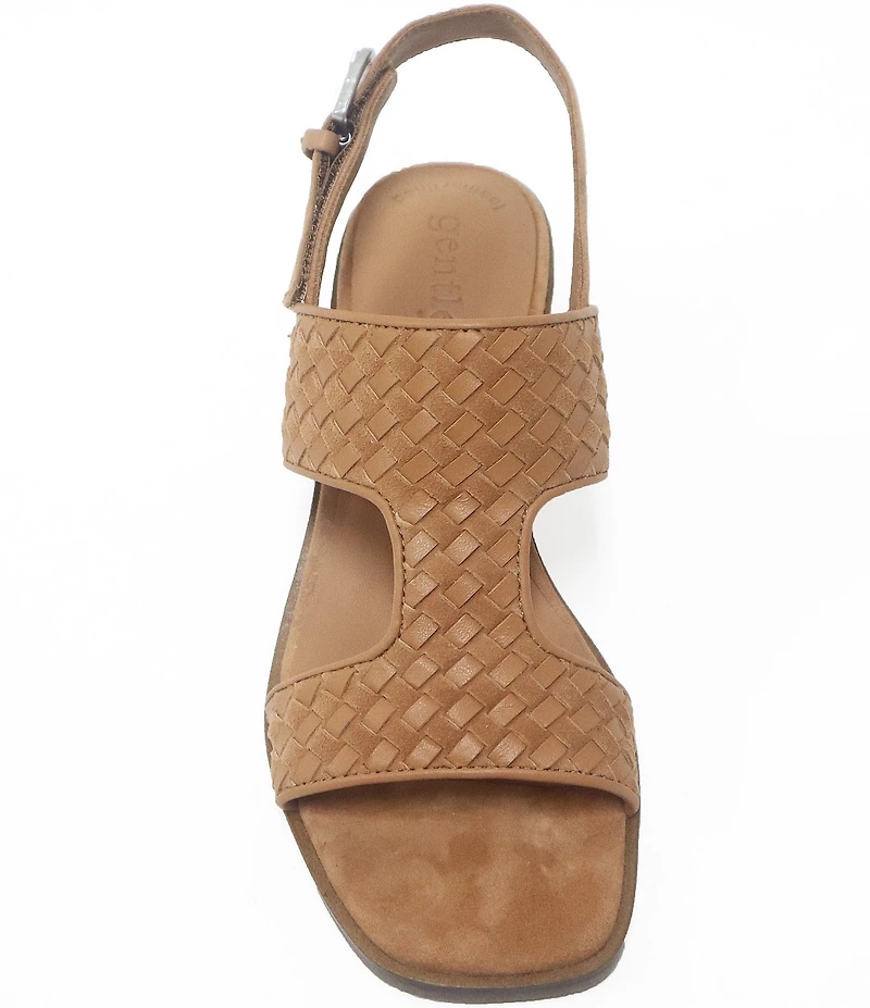 Gentle Souls Manda Woven Leather Block Heel Sandals