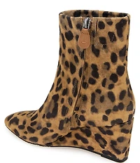 Gentle Souls Nash Leopard Print Suede Wedge Booties