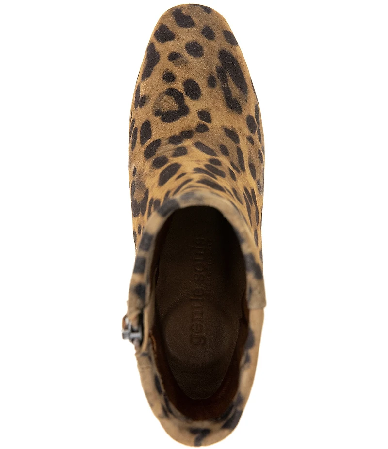 Gentle Souls Nash Leopard Print Suede Wedge Booties
