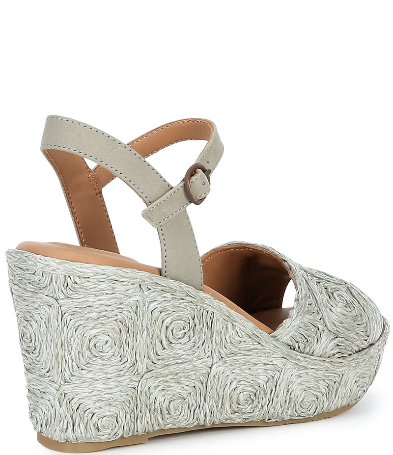 Gentle Souls Nevio Raffia Ankle Strap Wedge Sandals