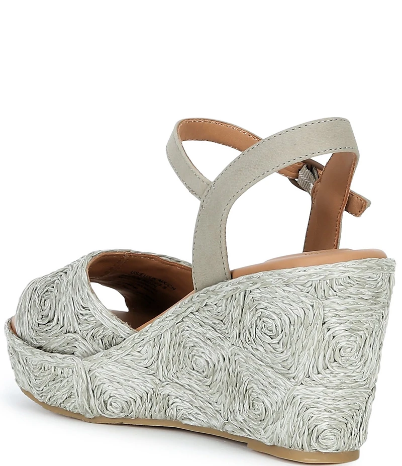 Gentle Souls Nevio Raffia Ankle Strap Wedge Sandals