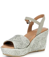 Gentle Souls Nevio Raffia Ankle Strap Wedge Sandals