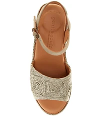 Gentle Souls Nevio Raffia Ankle Strap Wedge Sandals