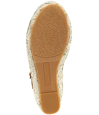 Gentle Souls Nevio Raffia Ankle Strap Wedge Sandals