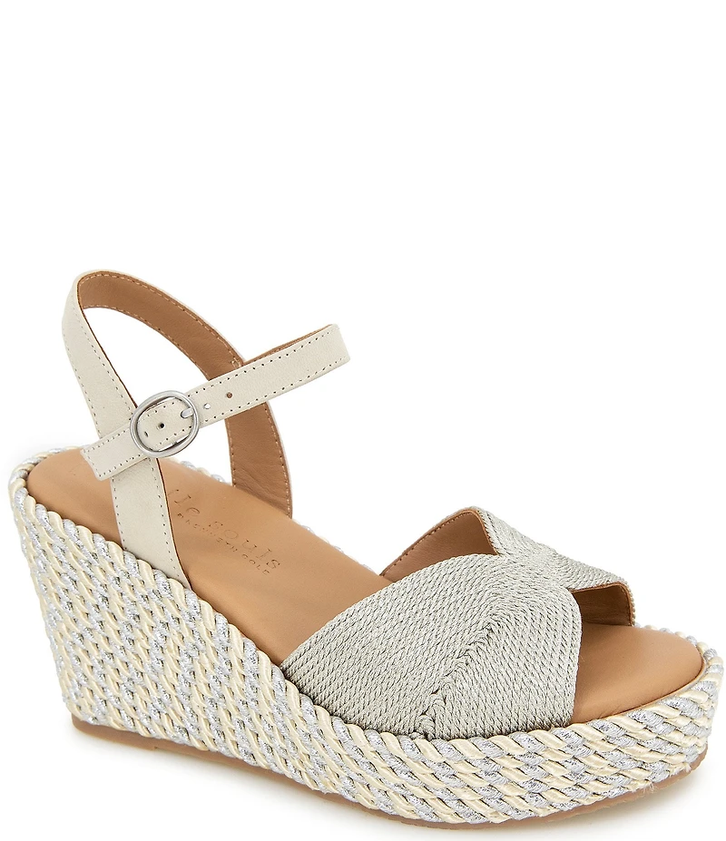 Gentle Souls Nola Metallic Fabric Espadrille Wedge Platform Sandals