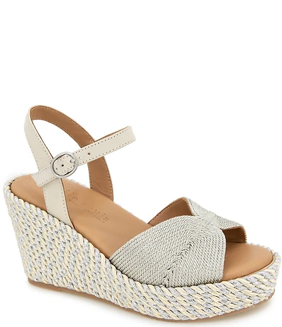 Gentle Souls Nola Metallic Fabric Espadrille Wedge Platform Sandals