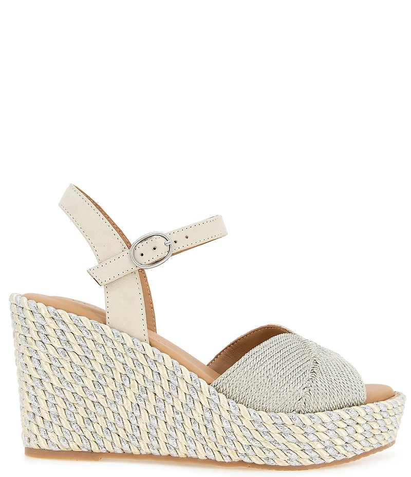 Gentle Souls Nola Metallic Fabric Espadrille Wedge Platform Sandals