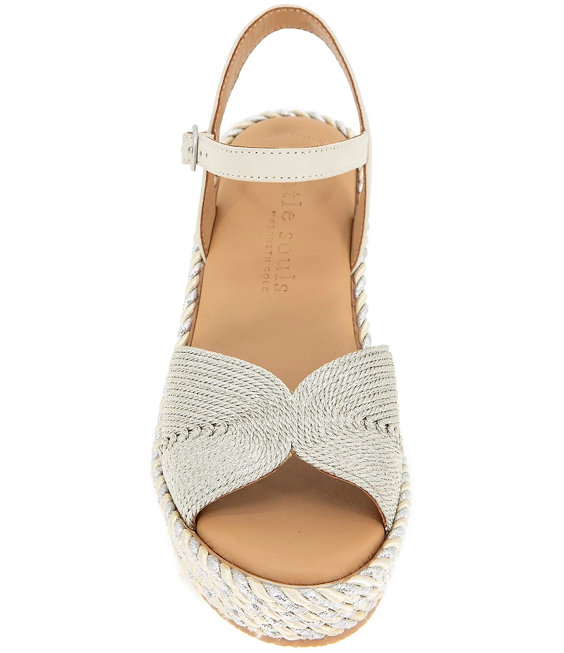 Gentle Souls Nola Metallic Fabric Espadrille Wedge Platform Sandals