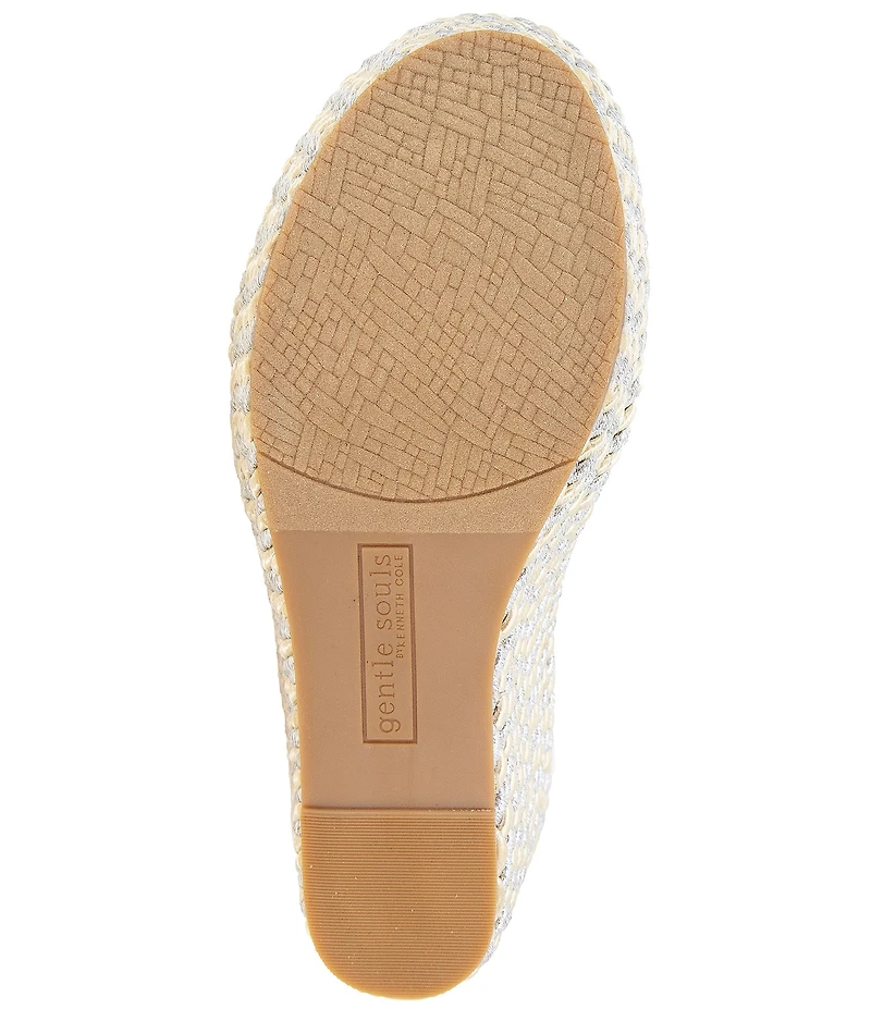Gentle Souls Nola Metallic Fabric Espadrille Wedge Platform Sandals