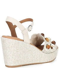 Gentle Souls Nolina Stone Raffia Wedge Sandals