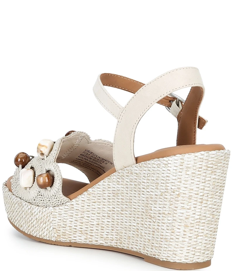 Gentle Souls Nolina Stone Raffia Wedge Sandals
