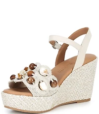 Gentle Souls Nolina Stone Raffia Wedge Sandals
