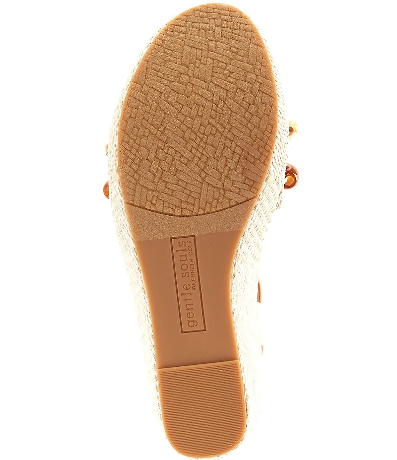 Gentle Souls Nolina Stone Raffia Wedge Sandals