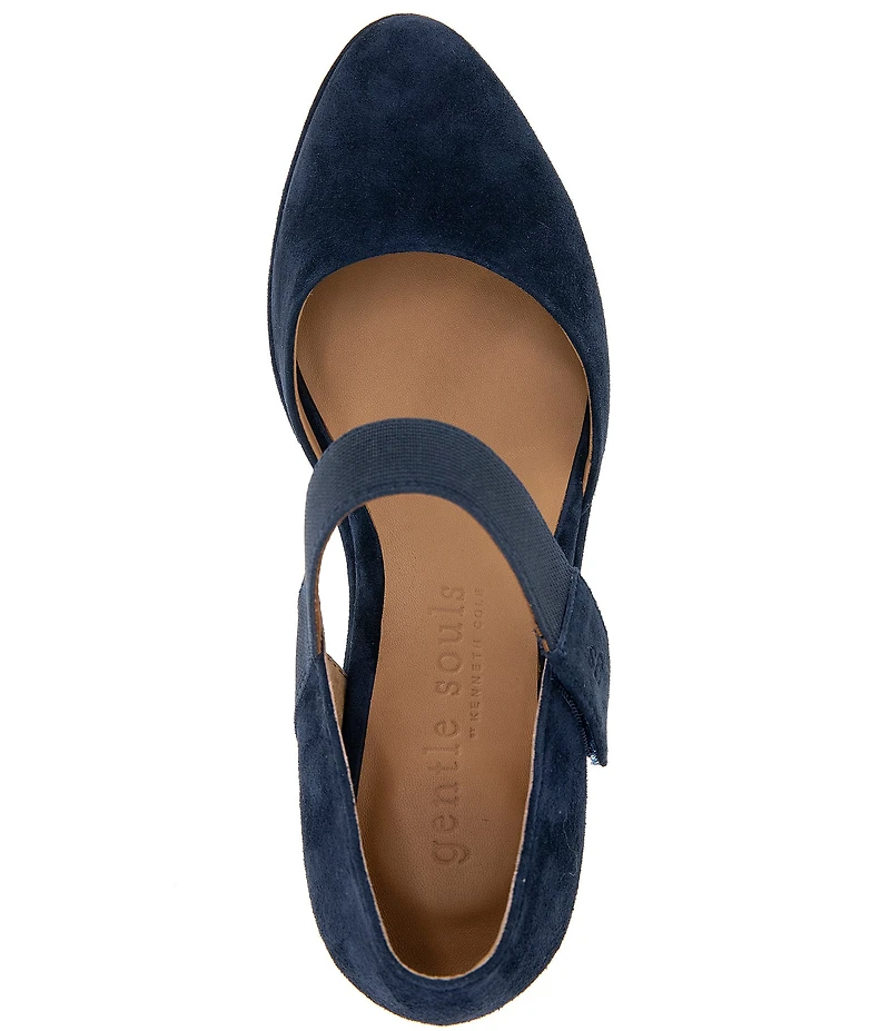 Gentle Souls Oriana Suede Mary Jane Wedge Pumps