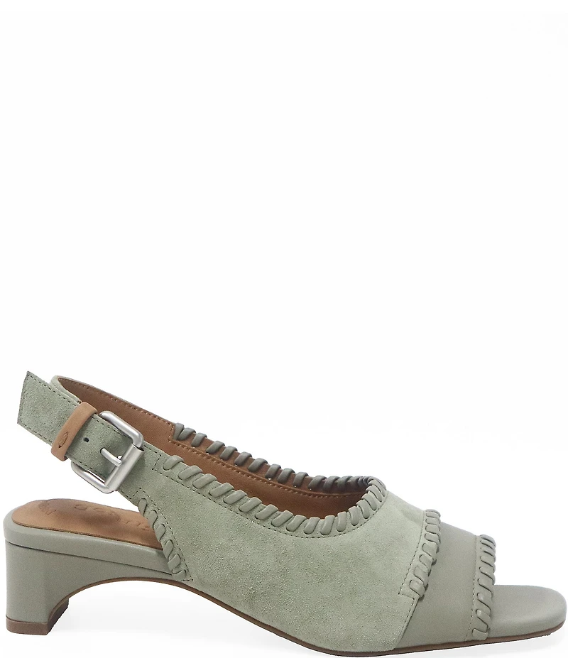 Gentle Souls Samarra Suede Whipstitched Slingback Sandals