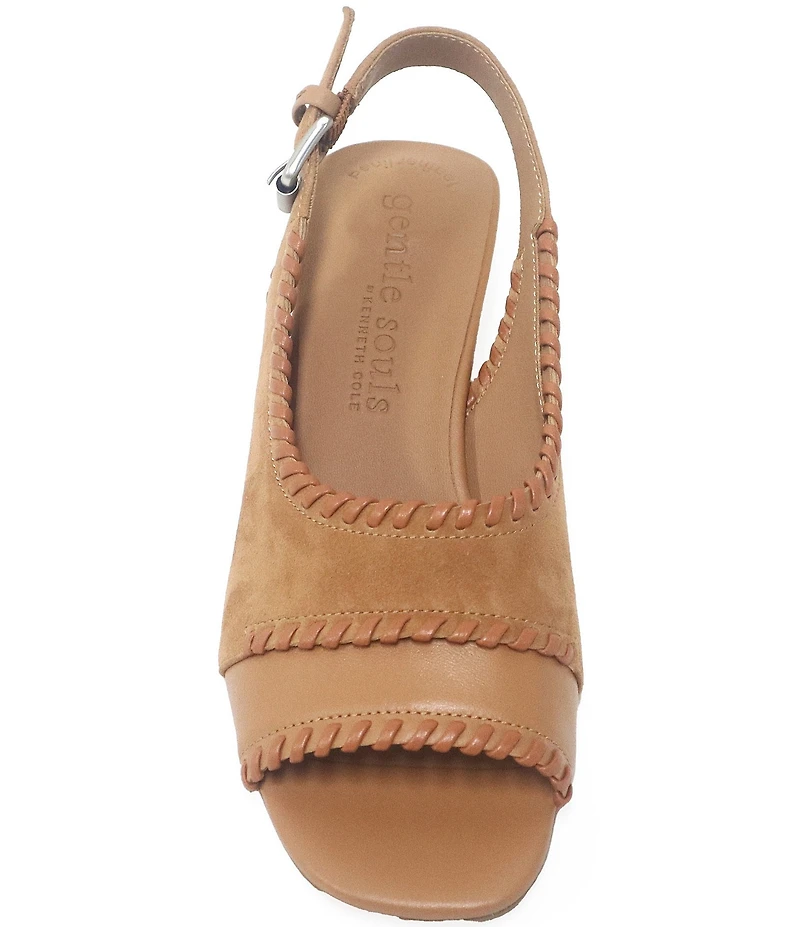 Gentle Souls Samarra Suede Whipstitched Slingback Sandals
