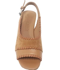Gentle Souls Samarra Suede Whipstitched Slingback Sandals