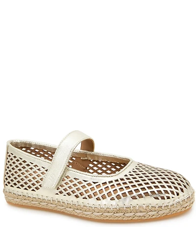 Gentle Souls Sienna Perforated Metallic Leather Mary Jane Espadrille Flats