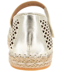 Gentle Souls Sienna Perforated Metallic Leather Mary Jane Espadrille Flats