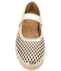 Gentle Souls Sienna Perforated Metallic Leather Mary Jane Espadrille Flats