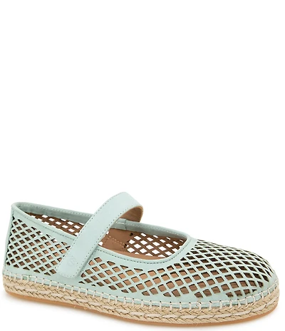 Gentle Souls Sienna Perforated Nubuck Suede Mary Jane Espadrille Flats