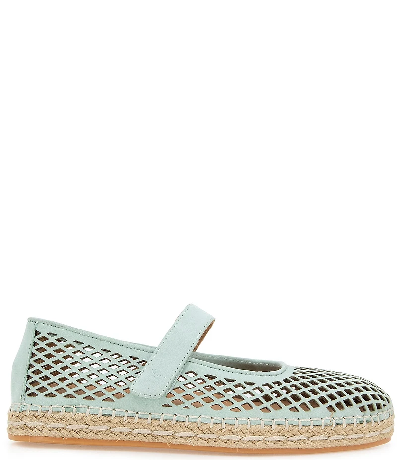 Gentle Souls Sienna Perforated Nubuck Suede Mary Jane Espadrille Flats