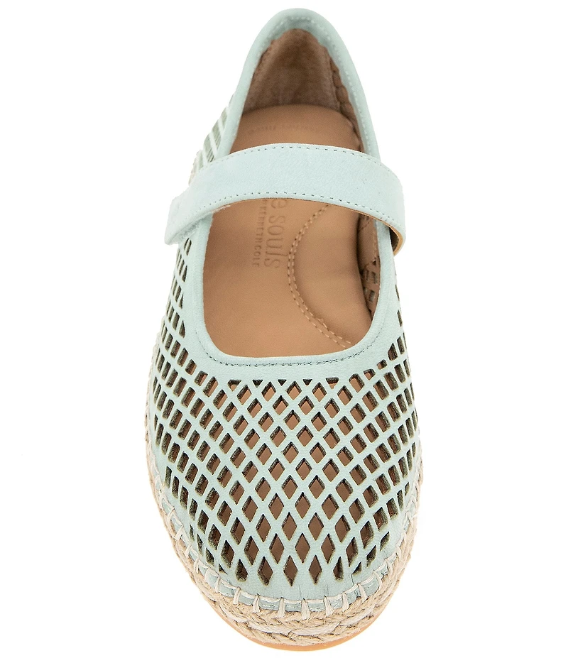 Gentle Souls Sienna Perforated Nubuck Suede Mary Jane Espadrille Flats